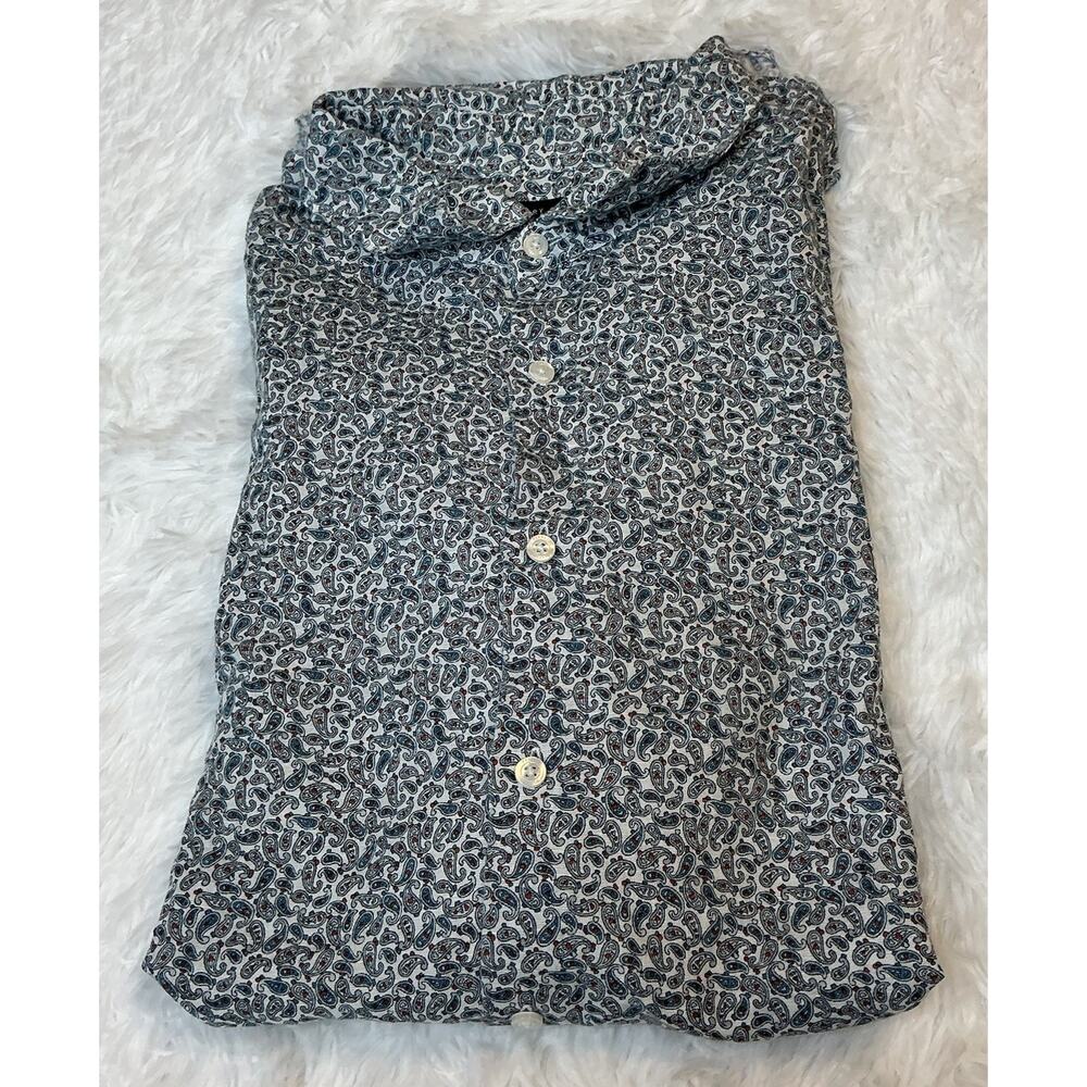 Perry Ellis Men’s Short Sleeve Button Down Xl Tall Paisley Shirt